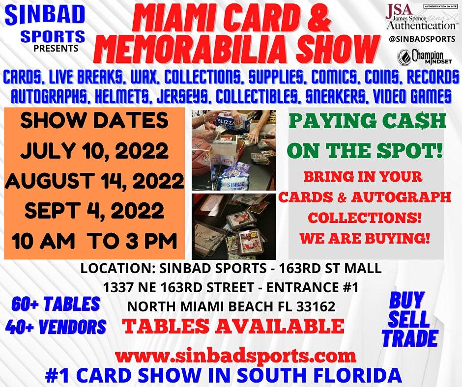 Miami Card & Memorabilia Show
Sun Nov 6, 10:00 AM - Sun Nov 6, 3:00 PM
in 17 days