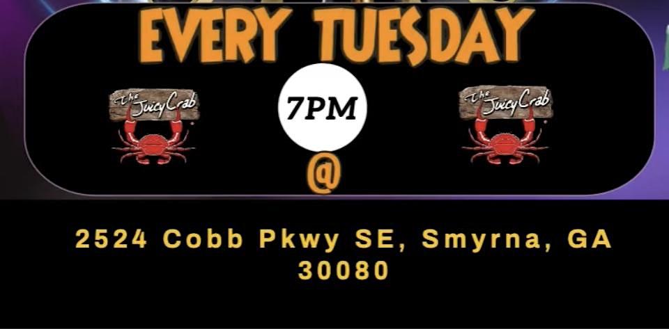 Karaoke Tuesdays @ Juicy Crab Smyna
Tue Jan 3, 7:00 PM - Tue Jan 3, 10:00 PM
in 78 days