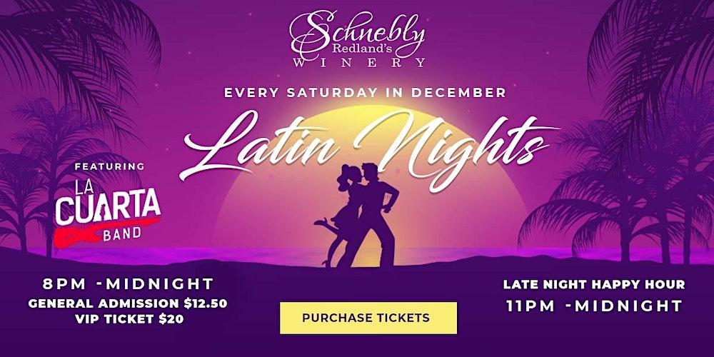 Latin Night Saturday at Schnebly Winery! Featuring La Cuarta Band!