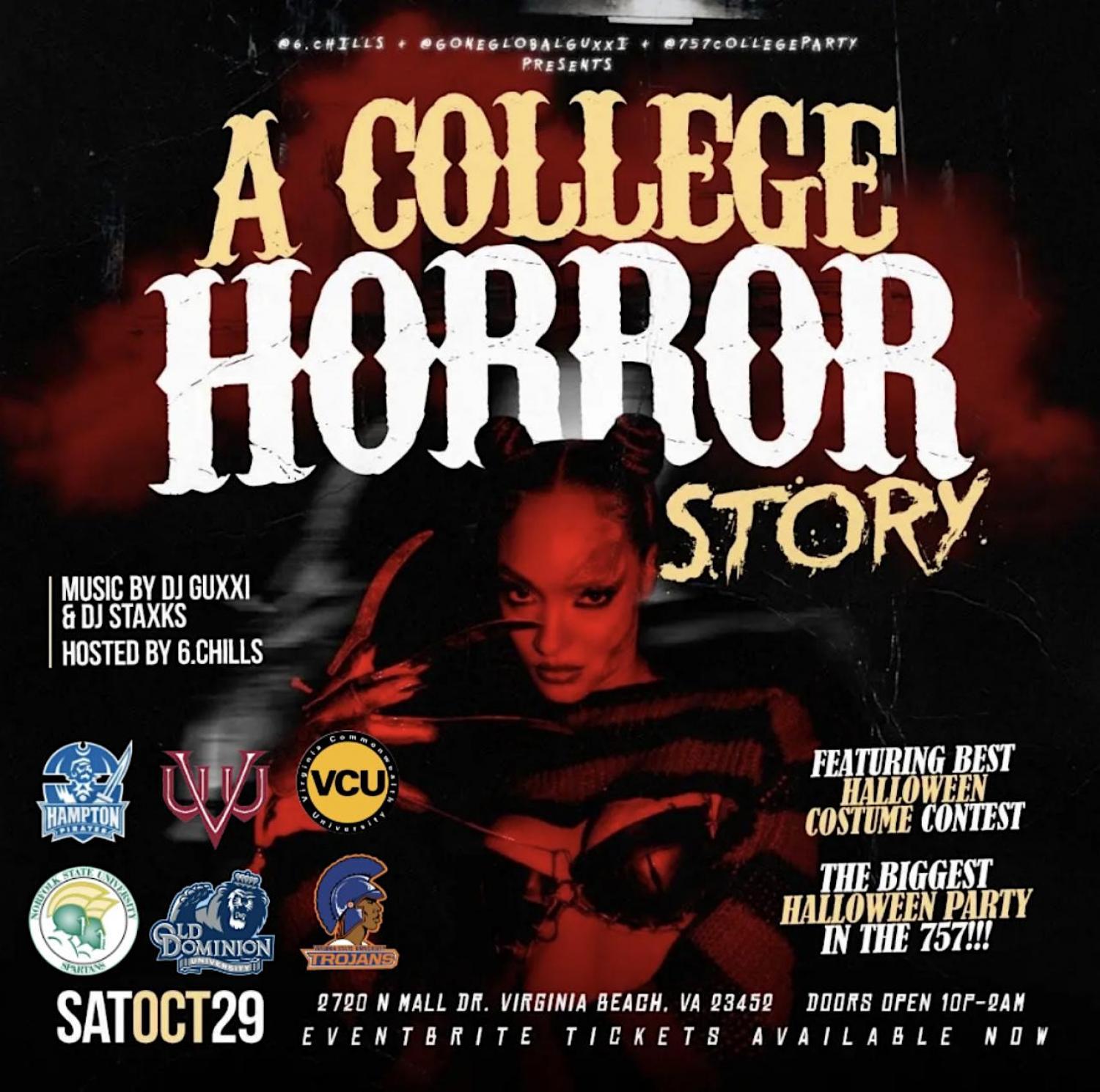 College Horror Story - Halloween Extravaganza
Sat Oct 29, 10:00 PM - Sun Oct 30, 2:00 AM
in 9 days