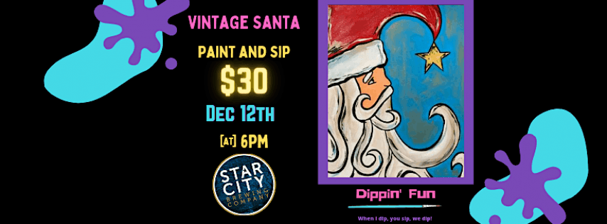 Vintage santa paint and sip