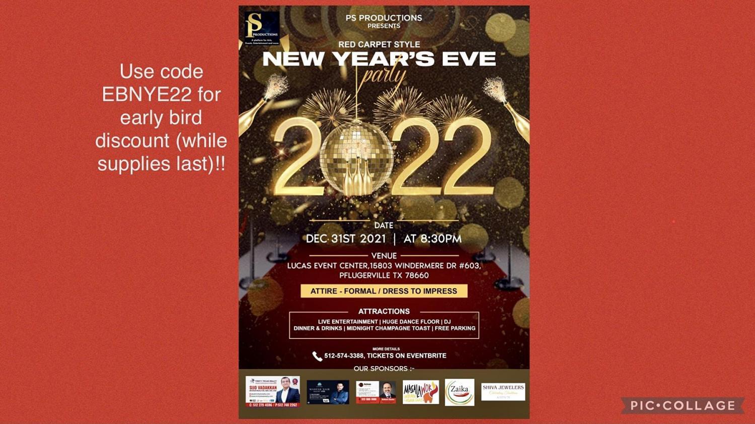 New Year's Eve 2022 Party - Red Carpet Bollywood style with DJ, Dance floor