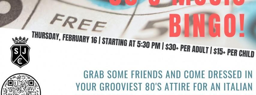 80's Music Bingo at San Jose Country Club