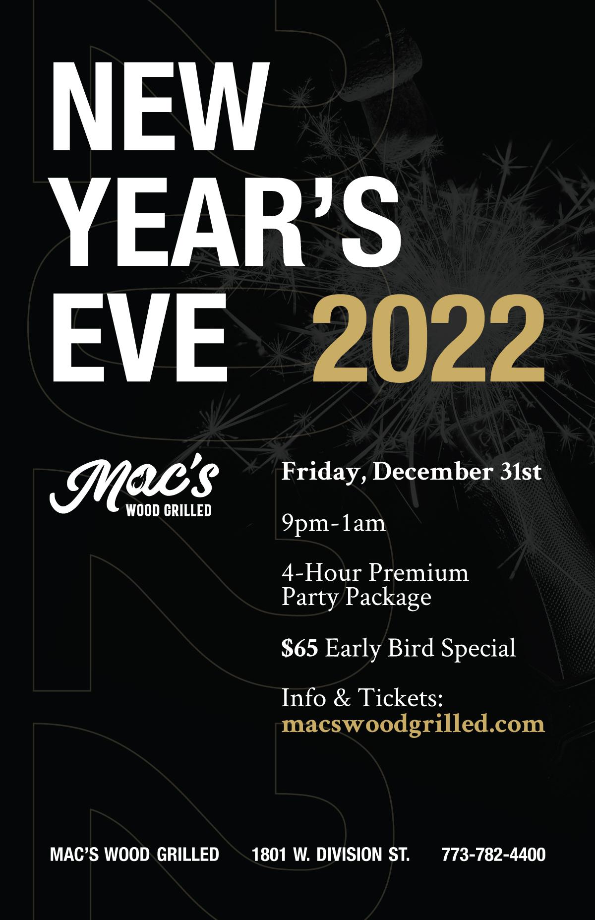 New Year’s Eve Bash at Mac’s Wood Grilled