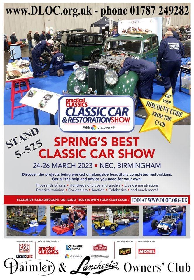 NEC Classic Car Restoration Show DLOC Stand number 5-525