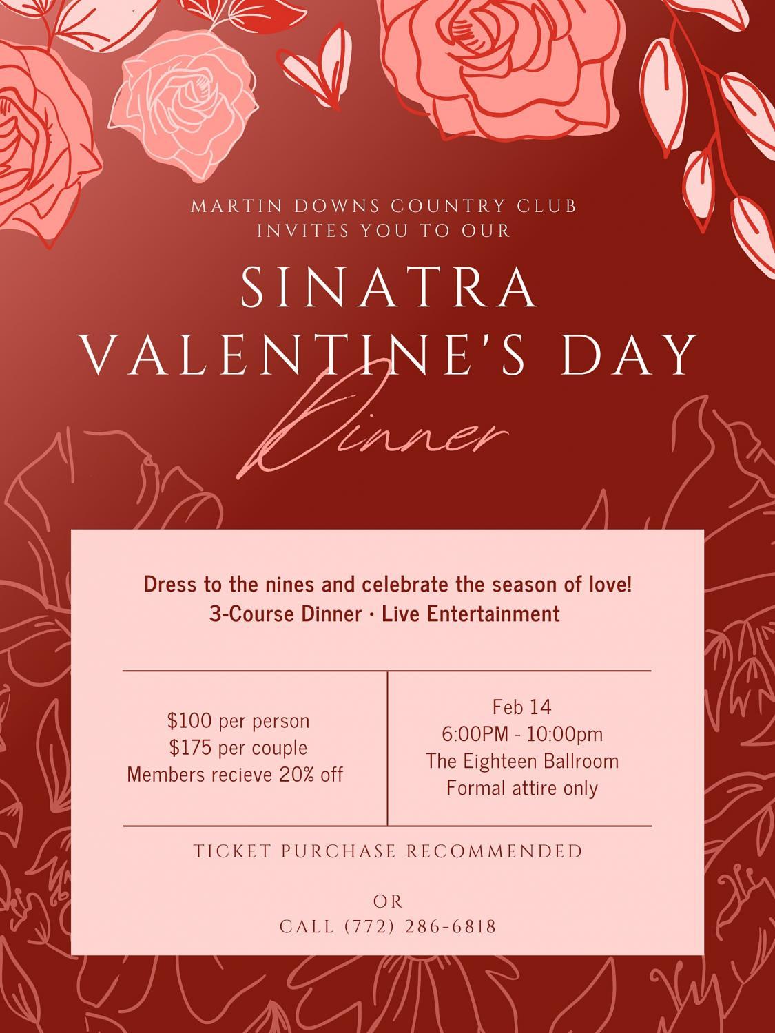 Martin Downs Sinatra Valentine's Day Dinner