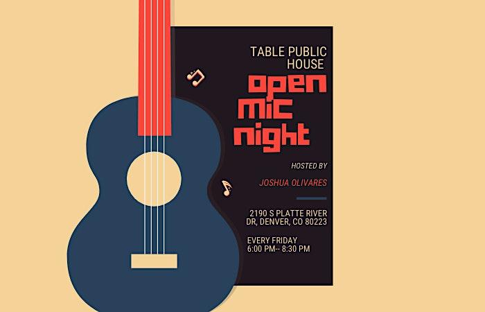 Table Public House Open Mic
Fri Dec 30, 6:00 PM - Fri Dec 30, 8:30 PM
in 56 days