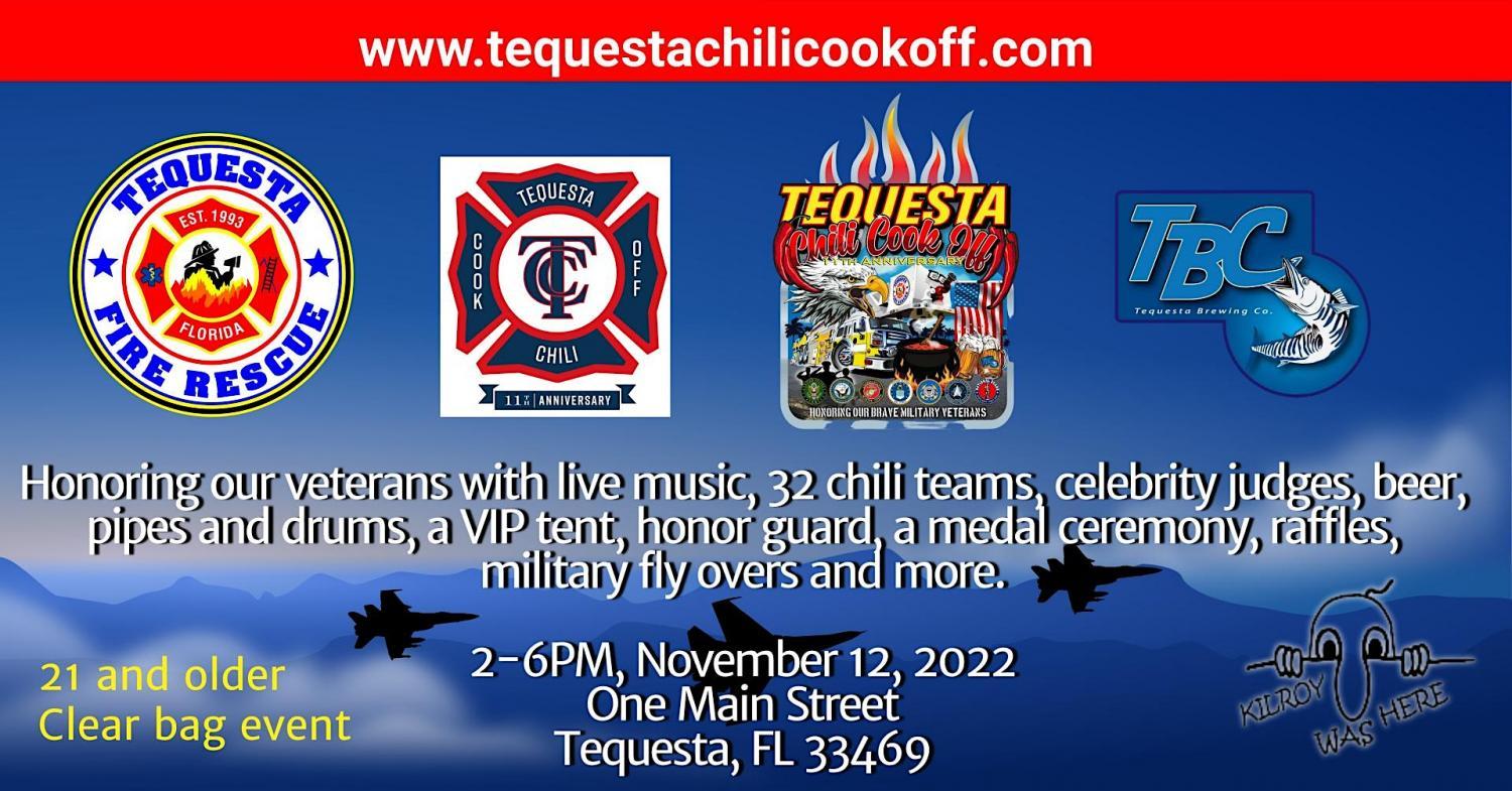 11th Annual Tequesta Chili Cook-Off and Beer Tasting Event
Sat Nov 12, 2:00 PM - Sat Nov 12, 6:00 PM
in 23 days