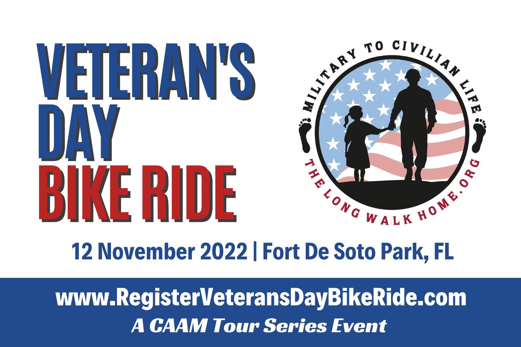 Veteran's Day Bike Ride
Sat Nov 12, 9:00 AM - Sat Nov 12, 12:00 PM
in 8 days