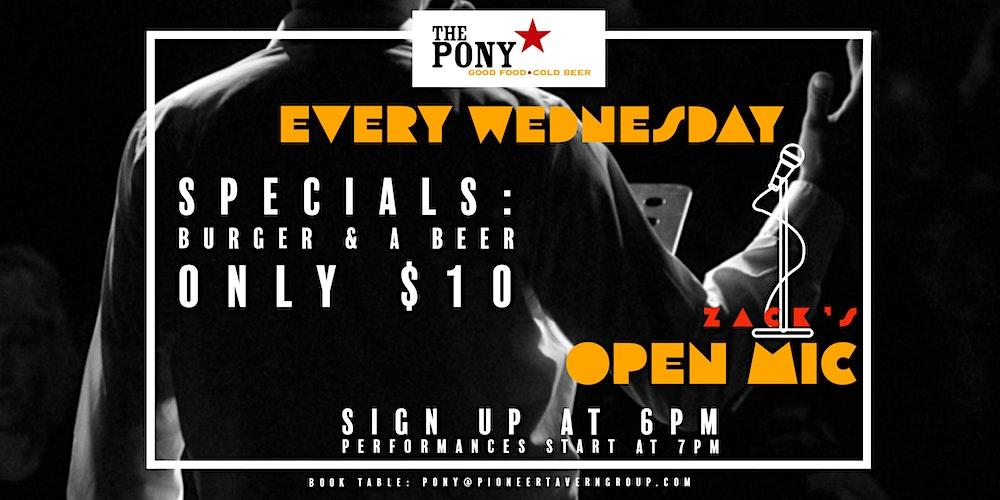 OPEN MIC WEDNESDAYS at THE PONY INN in LAKEVIEW