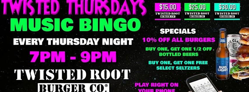 TWISTED THURSDAY MUSIC BINGO