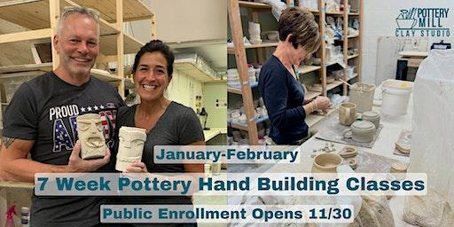 Hand Building Clay Class: 7 weeks (Jan 4th-Feb 15th) 6:30pm-9:00pm