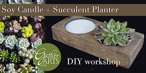 Wooden Cheese Mold - Candle Making Class + Succulent Planter