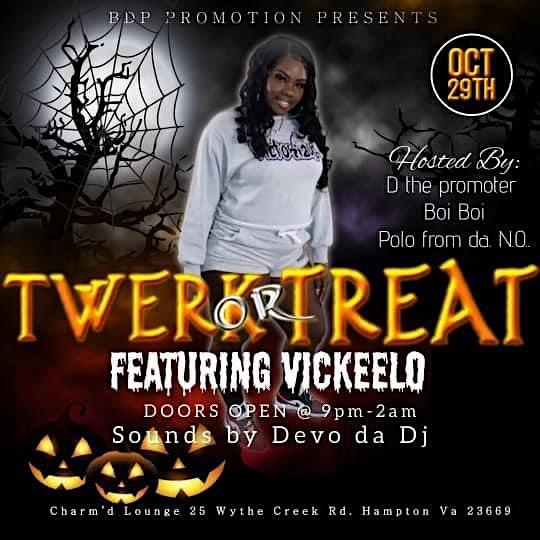 Twerk or Treat Halloween Bash Featuring live performances by Vickeelo
Sat Oct 29, 9:00 PM - Sun Oct 30, 2:00 AM
in 9 days