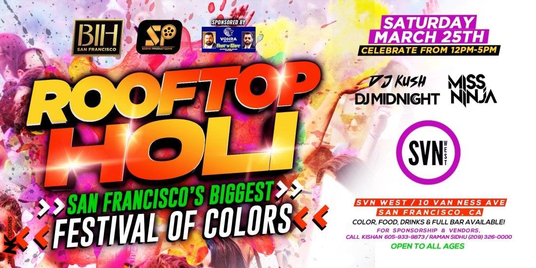 Rooftop Holi Music Festival in San Francisco on March 25th