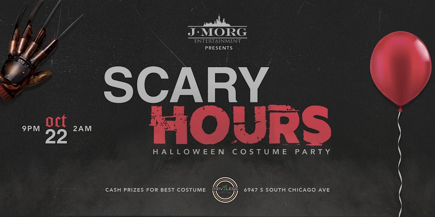 J-morg Entertainment Presents: Scary Hours: A Halloween Costume Party!
Sat Oct 22, 9:00 PM - Sun Oct 23, 2:00 AM
in 2 days