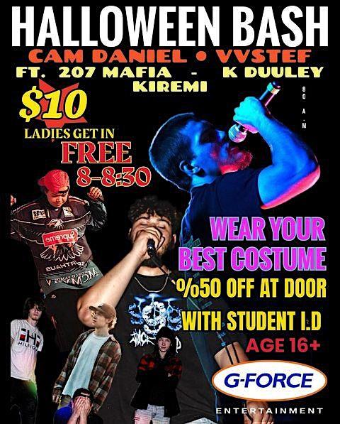 Halloween Bash with Cam Daniels and Friends
Fri Oct 28, 9:00 PM - Sat Oct 29, 1:00 AM
in 9 days