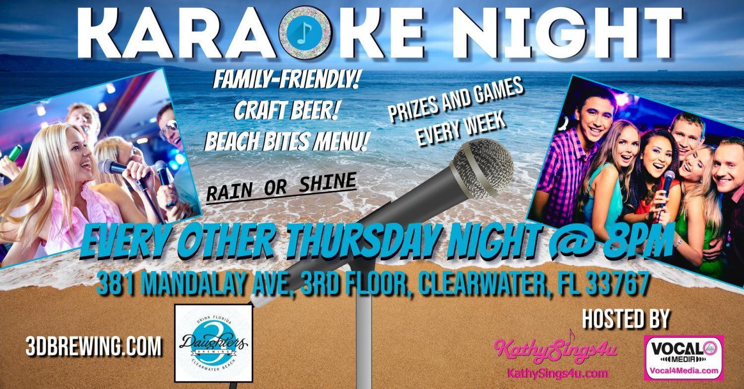 Karaoke Night at 3 Daughters Brewing Clearwater Beach
Thu Nov 17, 8:00 PM - Thu Nov 17, 11:00 PM
in 13 days