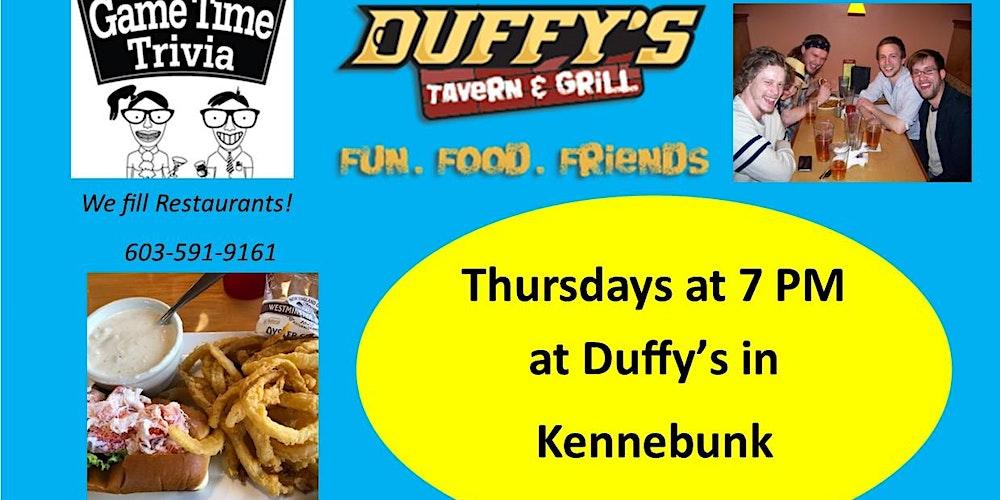 Game Time Trivia Thursdays at Duffy's in Kennebunk