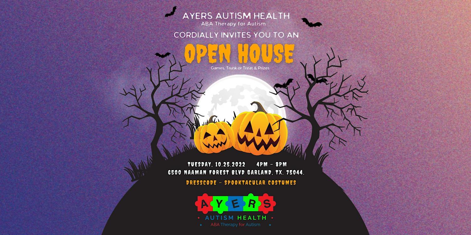 Ayers Autism Health Open House - Halloween Themed
Tue Oct 25, 4:00 PM - Tue Oct 25, 8:00 PM
in 4 days