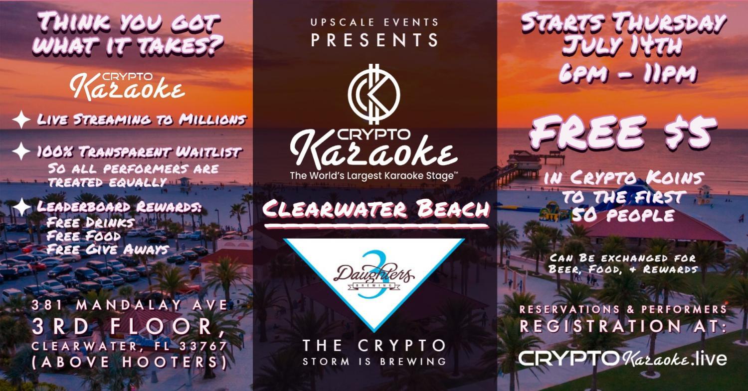 Crypto Karaoke at Clearwater Beach
Thu Nov 17, 6:00 PM - Thu Nov 17, 11:00 PM
in 13 days