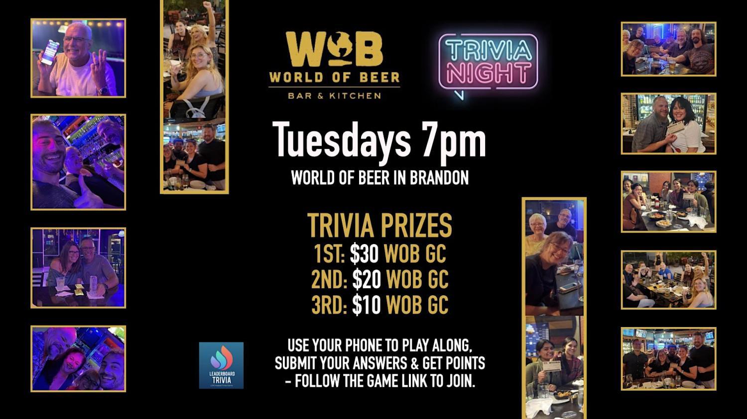 Leaderboard Trivia Game Night | World of Beer - Brandon FL