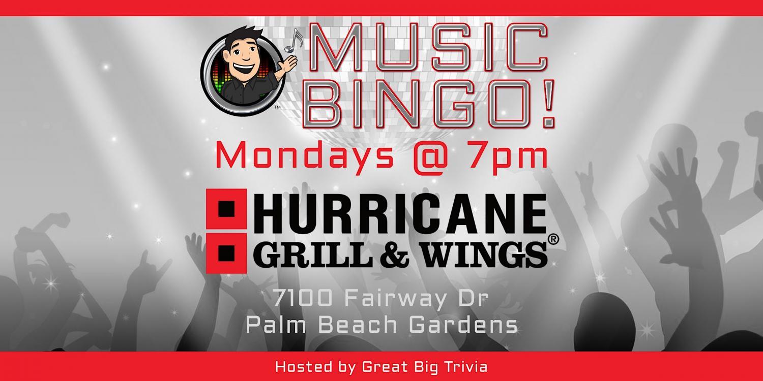 Music Bingo @ Hurricane Grill & Wings (Palm Beach Gardens)
Mon Dec 26, 7:00 PM - Mon Dec 26, 9:00 PM
in 68 days