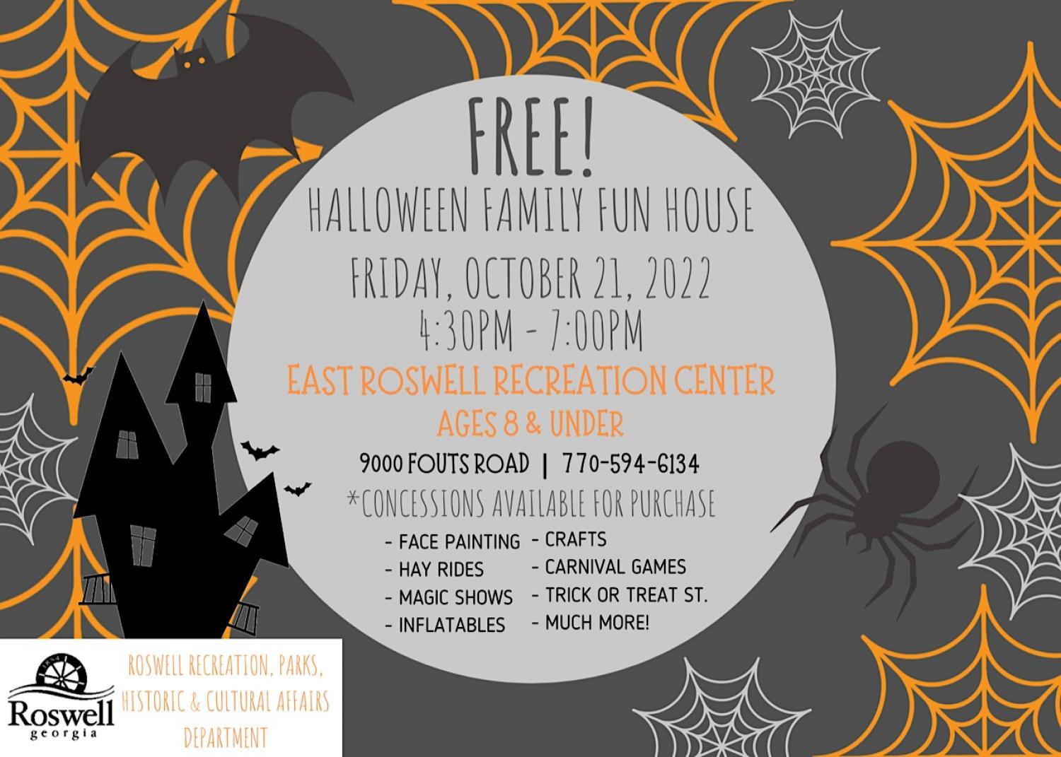 Halloween Fun House
Fri Oct 21, 4:30 PM - Fri Oct 21, 7:00 PM