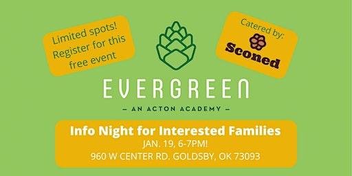 Evergreen Academy Info Night for Interested Families - Jan. 19