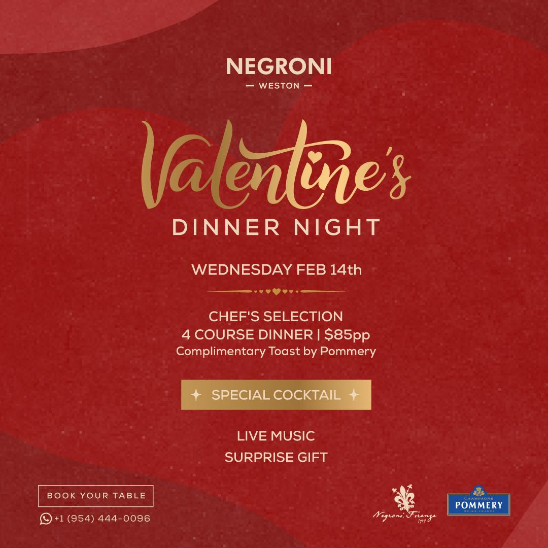 Valentine’s Day Dinner: Four-Course Lovers Menu at Negroni Bistro & Sushi Bar - Weston