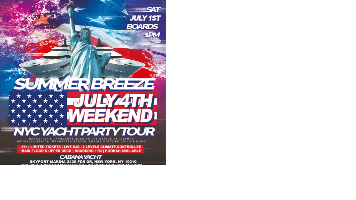 Summer Breeze NYC July 4th Weekend Yacht Party Tour Skyport Marina