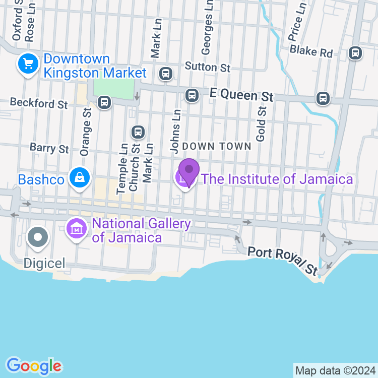 Map showing Institute of Jamaica