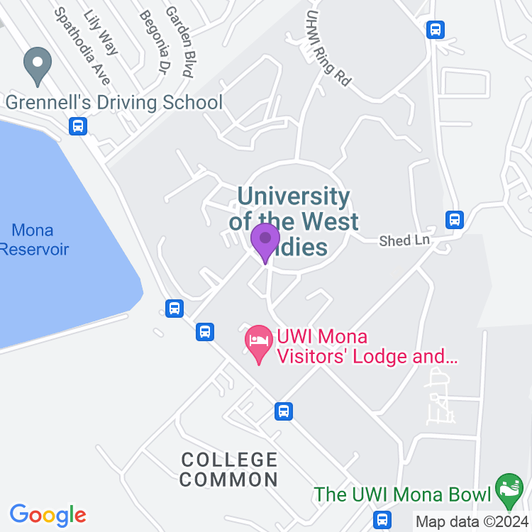 Map showing The UWI Chapel, Kingston Jamaica