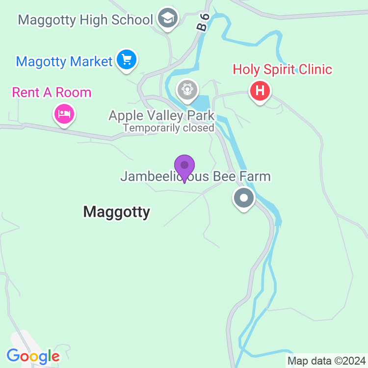 Map showing Maggotty Health Centre